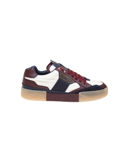 Shop Dolce & Gabbana Miami Sneakers In Bordeaux / Blue Calfskin In Blu Navy