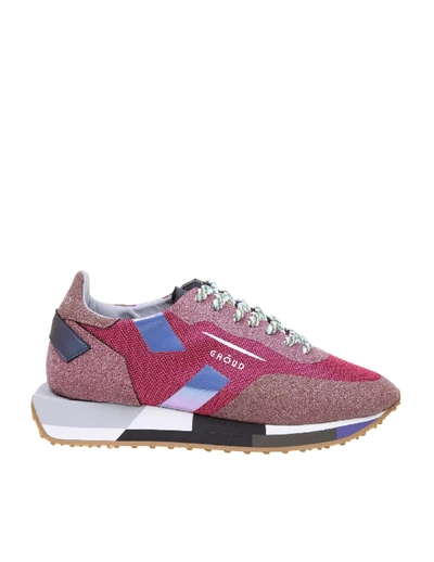Shop Ghoud Star Sneakers In Fabric With Glitter In Fucsia