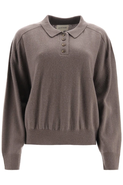 Shop Loulou Studio Cashmere Polo Shirt In Taupe (brown)