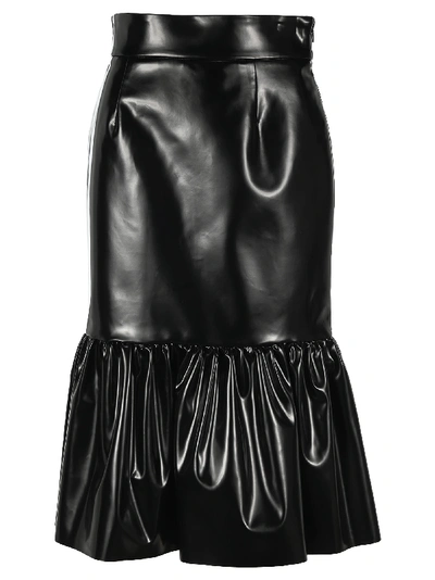 Shop Miu Miu Ciré Trumpet Skirt In Black