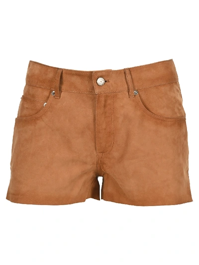 Shop Golden Goose Suede Mid-rise Shorts In Beige