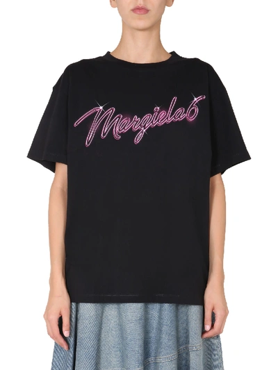 Shop Mm6 Maison Margiela Crew Neck T-shirt In Nero