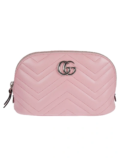 Shop Gucci Gg Marmont Pouch In Wild Rose