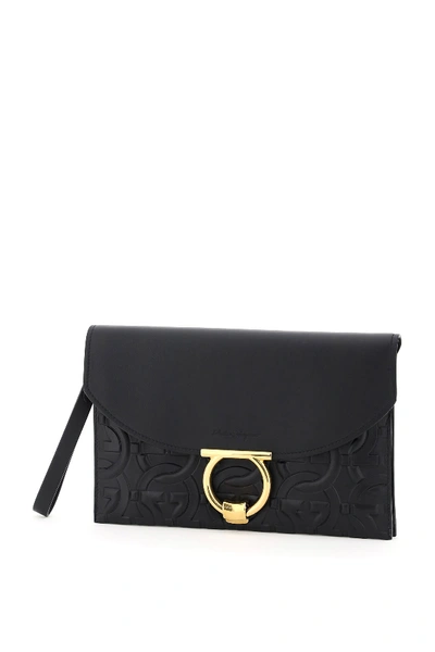Shop Ferragamo Margot Leather Clutch In Nero (black)