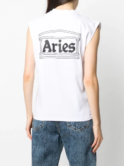 Shop Aries Logo Print Tank Top In White
