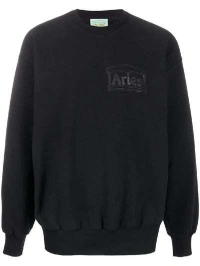 Shop Aries Chest Logo Sweatshirt In Black