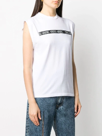 Shop Aries Logo Print Tank Top In White