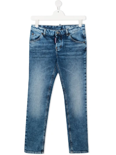 Shop Dsquared2 Teen Straight-leg Jeans In Blue