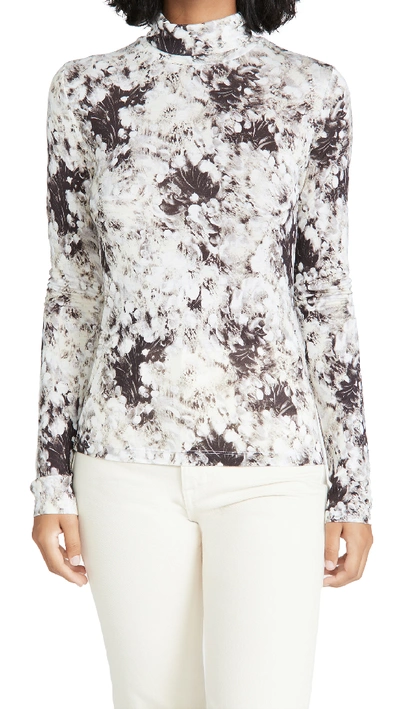 Shop Vince Painted Crema Long Sleeve Turtleneck In Black/cream