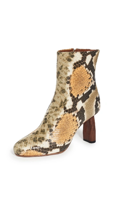 Shop Rejina Pyo 80mm Sadie Boots In Leather Print Snake Yellow