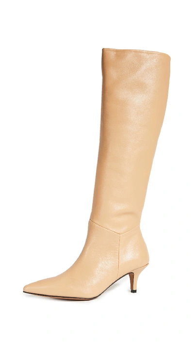 Shop Souliers Martinez Elena Leather 60mm Boots In Champagne