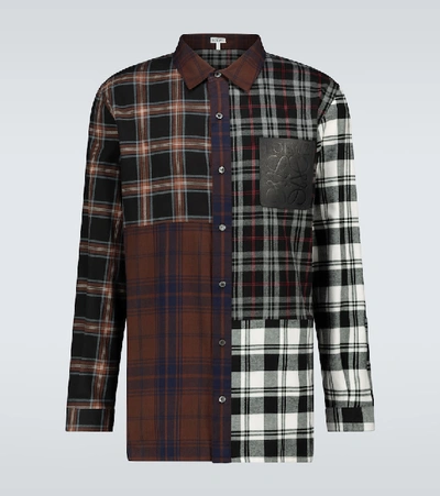 Shop Loewe Checked Colorblocked Shirt In Multicoloured