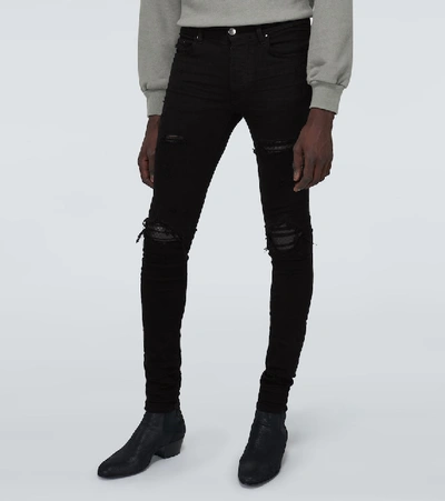 Shop Amiri Quilted Leather Animation Jeans In Black