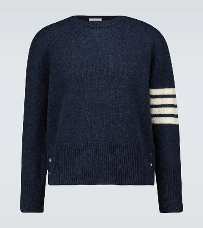 Shop Thom Browne 4-bar Shetland Wool Sweater In Blue