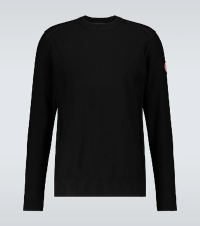 Shop Canada Goose Wool Crewneck Sweater In Black