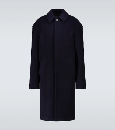 Shop Balenciaga Steroid Long Carcoat In Blue