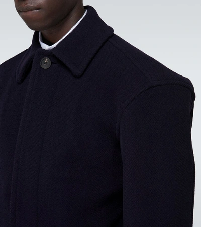 Shop Balenciaga Steroid Long Carcoat In Blue