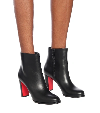 Shop Christian Louboutin Adox 85 Leather Ankle Boots In Black