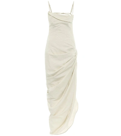 Shop Jacquemus La Robe Saudade Cotton And Linen Dress In Beige