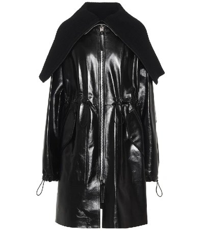 Shop Bottega Veneta Leather Coat In Black