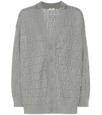 Shop Fendi Cotton-blend Cardigan In Grey
