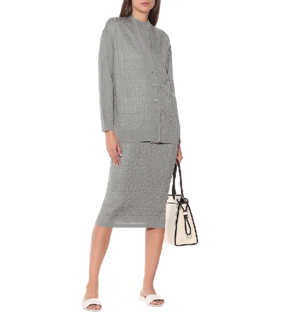 Shop Fendi Cotton-blend Cardigan In Grey