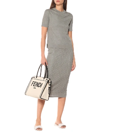 Shop Fendi Cotton-blend Knit Sweater In Grey
