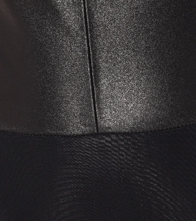 Shop Zeynep Arcay Off-shoulder Leather Bodysuit In Black