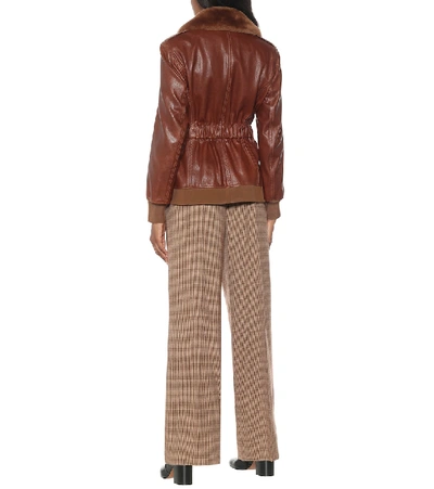 Shop Chloé Leather Jacket In Brown