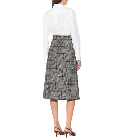 Shop Dolce & Gabbana Checked Alpaca And Cotton-blend Skirt In Grey