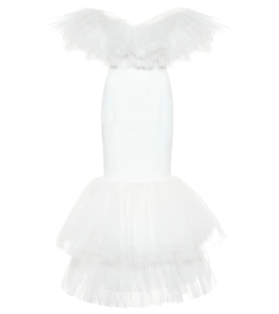 Shop Alessandra Rich Tulle Bridal Gown In White