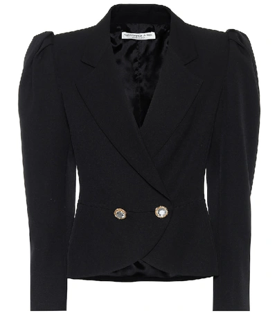 Shop Alessandra Rich Virgin Wool Blazer In Black