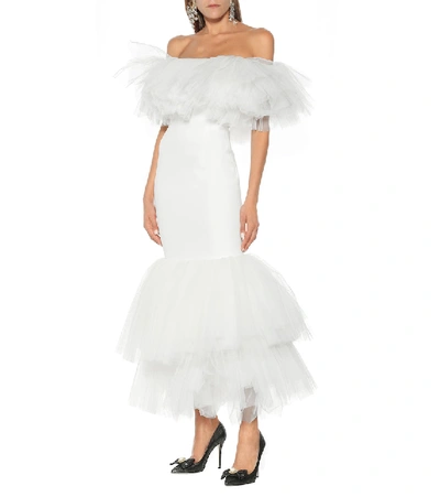 Shop Alessandra Rich Tulle Bridal Gown In White