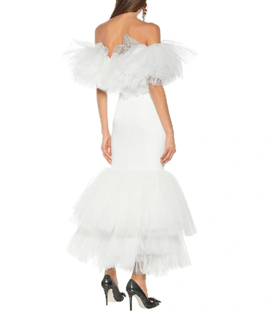 Shop Alessandra Rich Tulle Bridal Gown In White