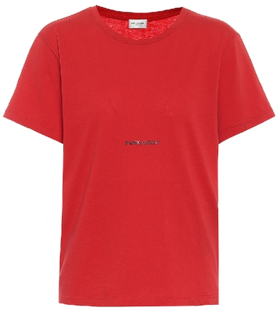 Shop Saint Laurent Logo Cotton T-shirt In Red