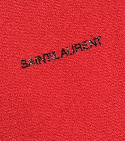 Shop Saint Laurent Logo Cotton T-shirt In Red