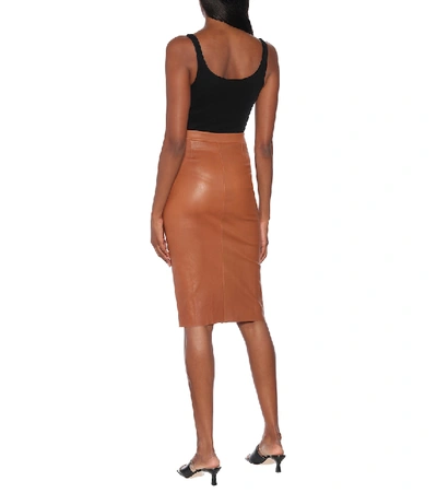 Shop Stouls Carmen Leather Pencil Skirt In Brown
