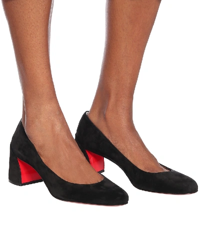 Shop Christian Louboutin Miss Sab 55 Suede Pumps In Black