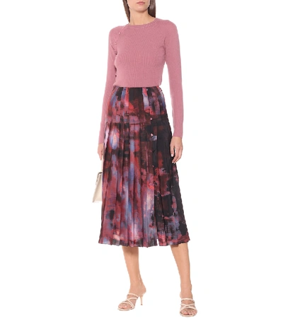 Shop Altuzarra Bennie Printed Pleated Midi Skirt In Purple