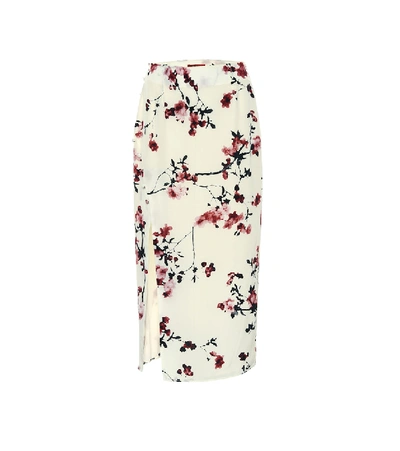 Shop Altuzarra Edmund Floral Silk Pencil Skirt In White