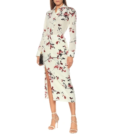 Shop Altuzarra Edmund Floral Silk Pencil Skirt In White