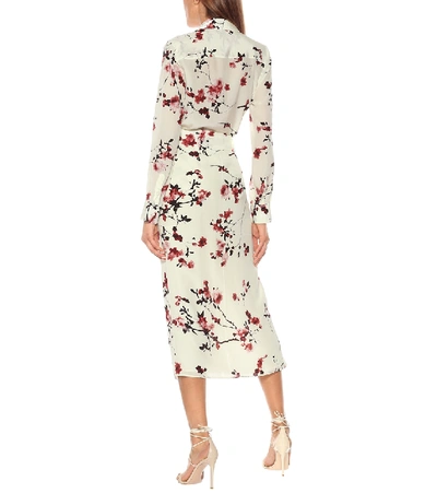 Shop Altuzarra Edmund Floral Silk Pencil Skirt In White