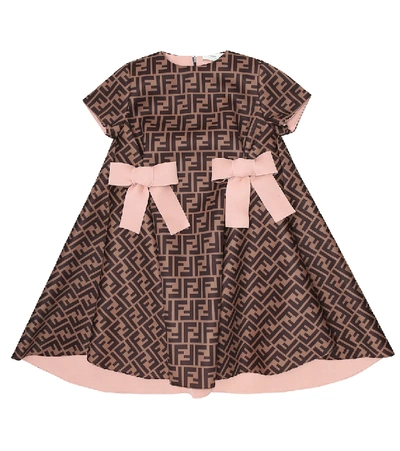 Shop Fendi Ff Neoprene Dress In Brown