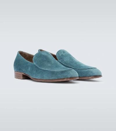 Shop Gianvito Rossi Marcello Suede Loafers In Blue