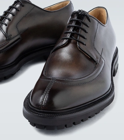 Shop Berluti Leather Derby Shoes In Brown