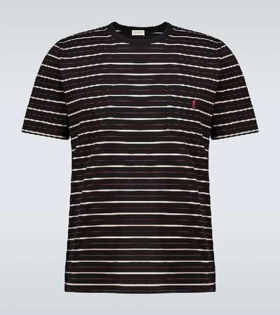 Shop Saint Laurent Striped Short-sleeved T-shirt In Black