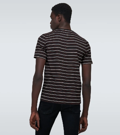 Shop Saint Laurent Striped Short-sleeved T-shirt In Black