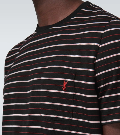 Shop Saint Laurent Striped Short-sleeved T-shirt In Black
