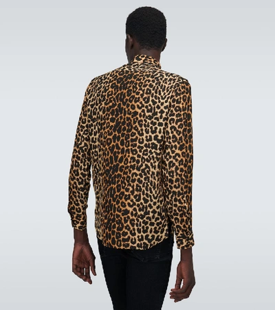 Shop Saint Laurent Leopard Printed Shirt In Brown