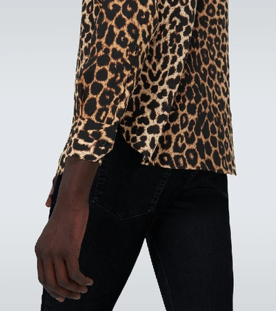 Shop Saint Laurent Leopard Printed Shirt In Brown